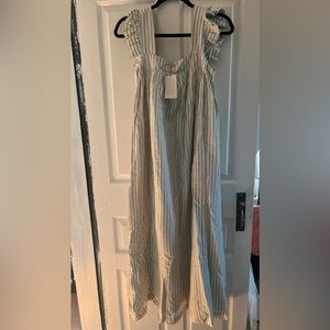 A NEW DAY Women's Maxi Green/White Striped Dress Size Medium